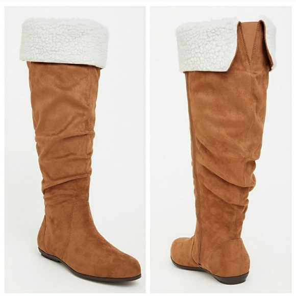 torrid Shoes - Torrid over the knee shearling boots 9.5 wide calf